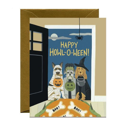 DOG HOWL-O-WEEN - HALLOWEEN GREETING CARD