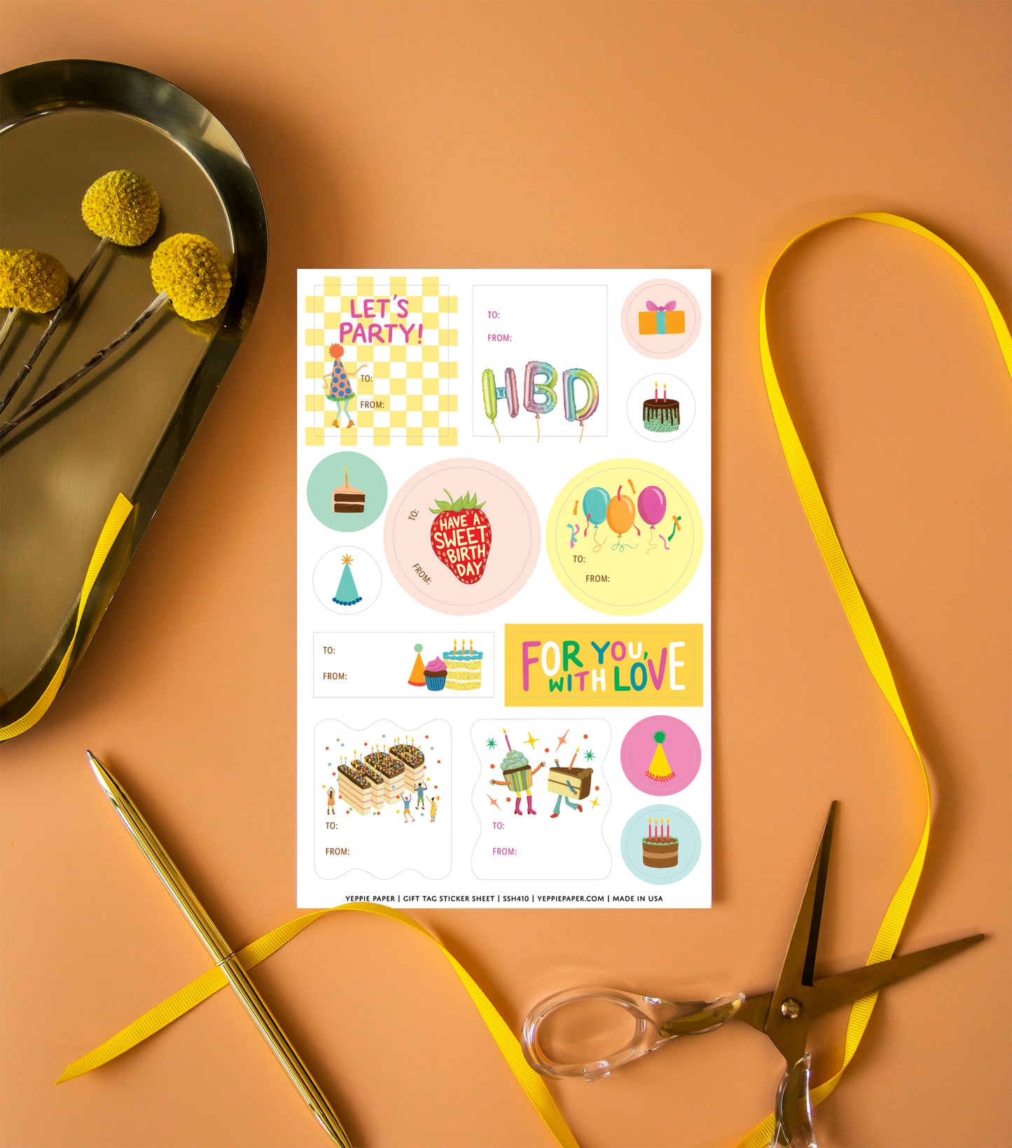 BIRTHDAY THINGS ADHESIVE GIFT TAG STICKER SHEETS - SET OF 3