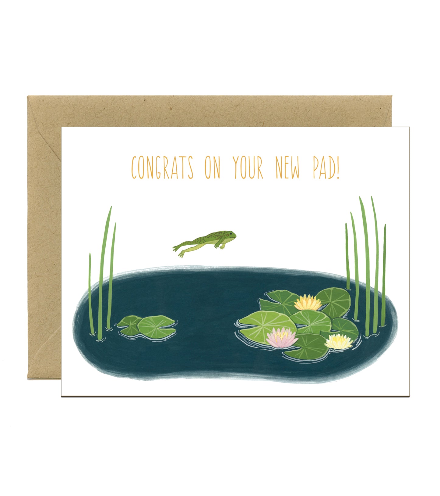 FROG AND LILY PADS - NEW HOME GREETING CARD