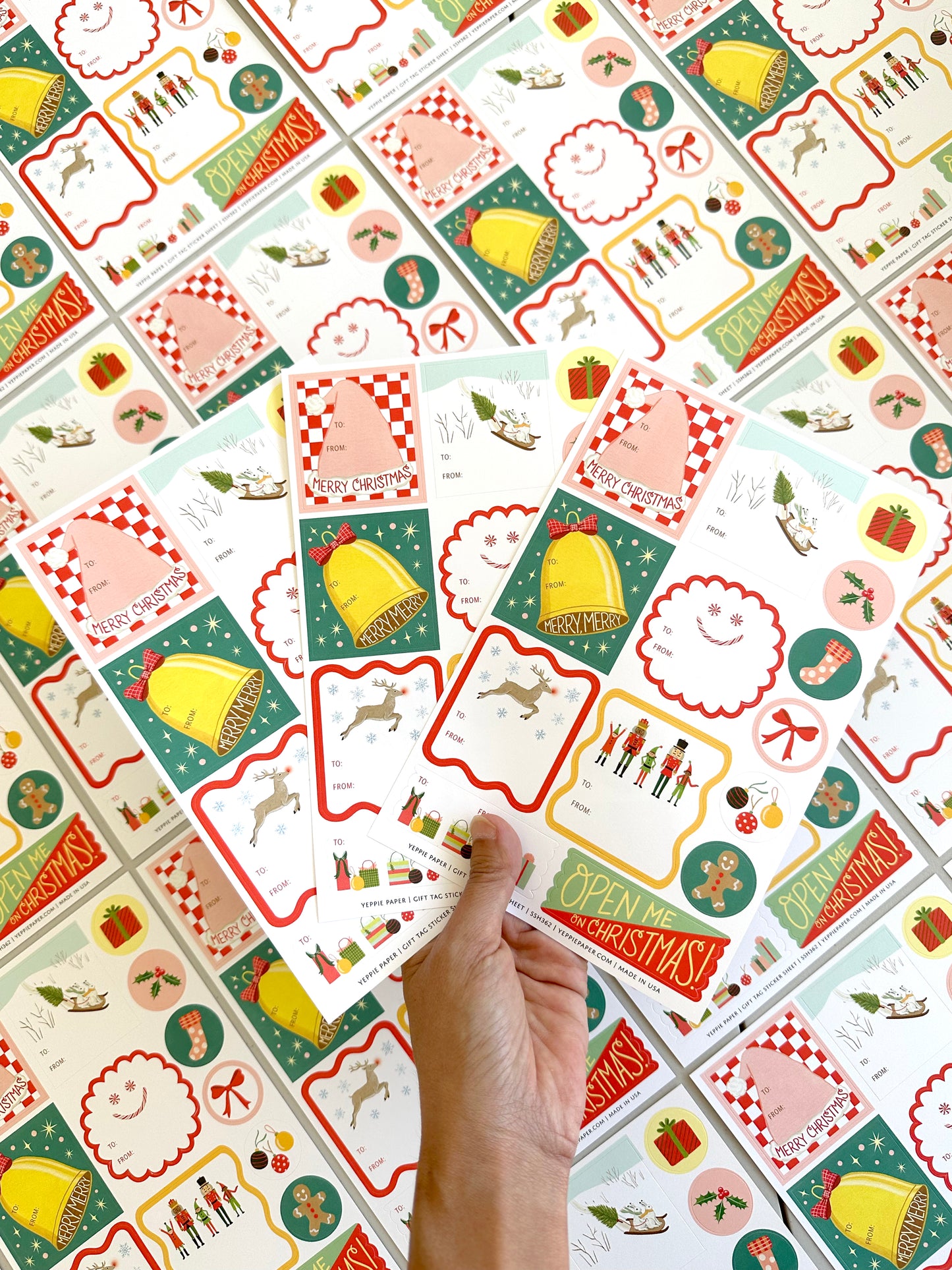 CHRISTMAS ADHESIVE GIFT TAG STICKER SHEETS - SET OF 3