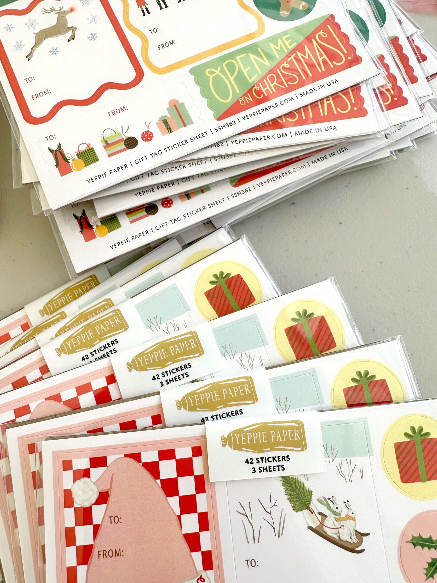 CHRISTMAS ADHESIVE GIFT TAG STICKER SHEETS - SET OF 3