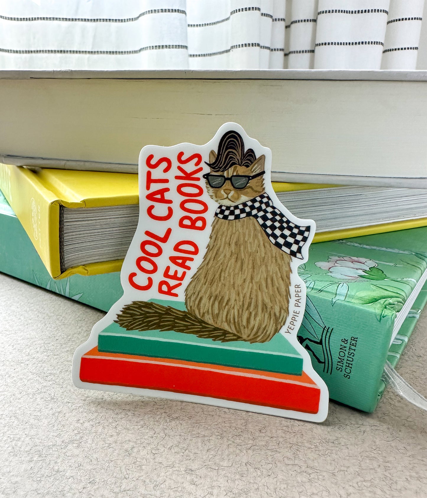 COOL CATS READ BOOKS - DIE CUT STICKER