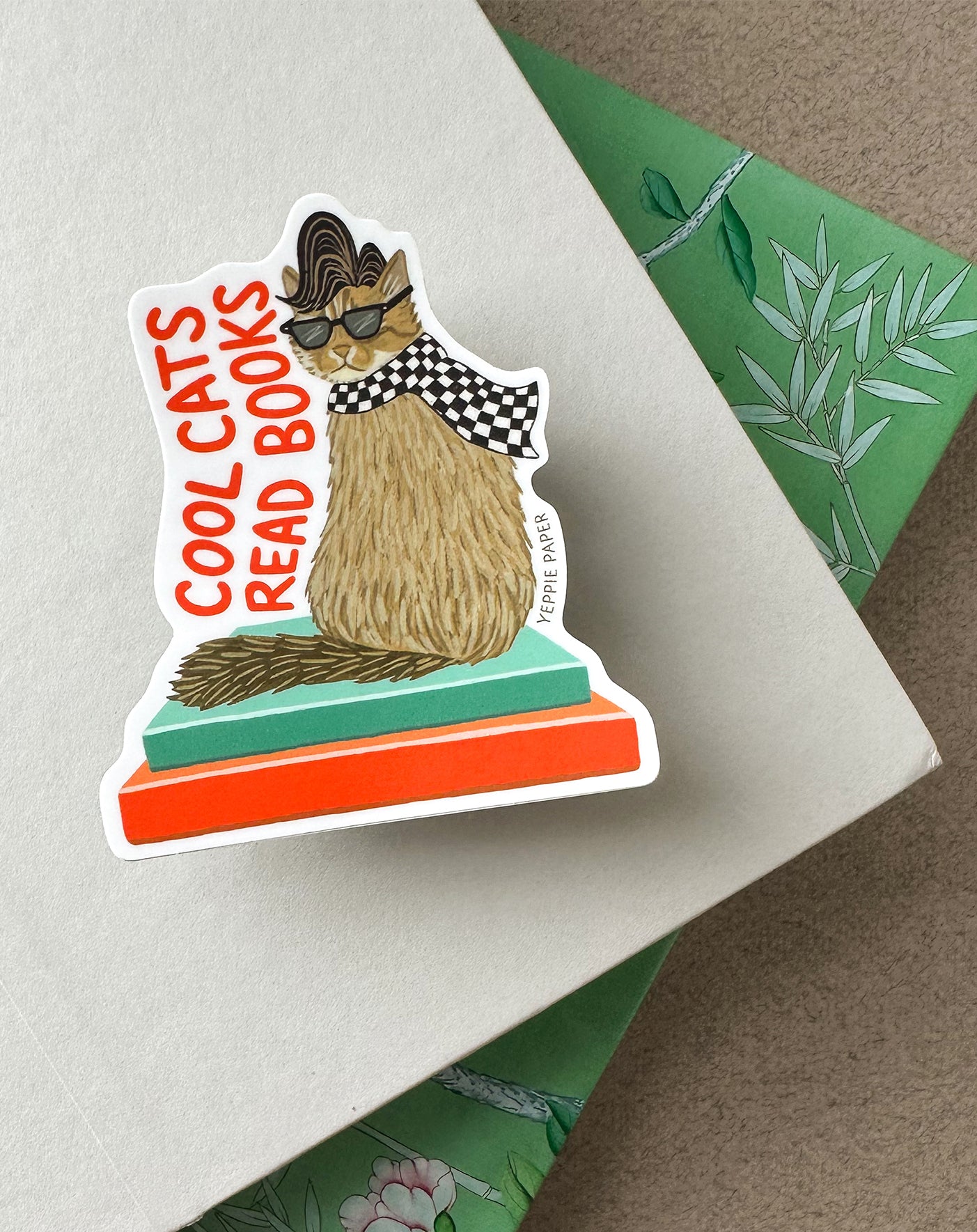 COOL CATS READ BOOKS - DIE CUT STICKER