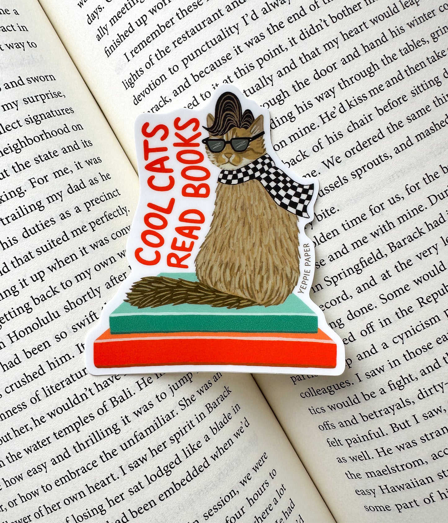 COOL CATS READ BOOKS - DIE CUT STICKER