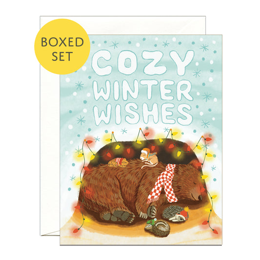 HIBERNATING BEAR & FRIENDS - HOLIDAY GREETING CARDS, BOXED SET OF 8