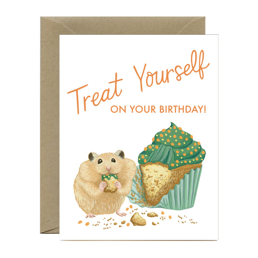 HAMSTER CUPCAKE - BIRTHDAY GREETING CARD