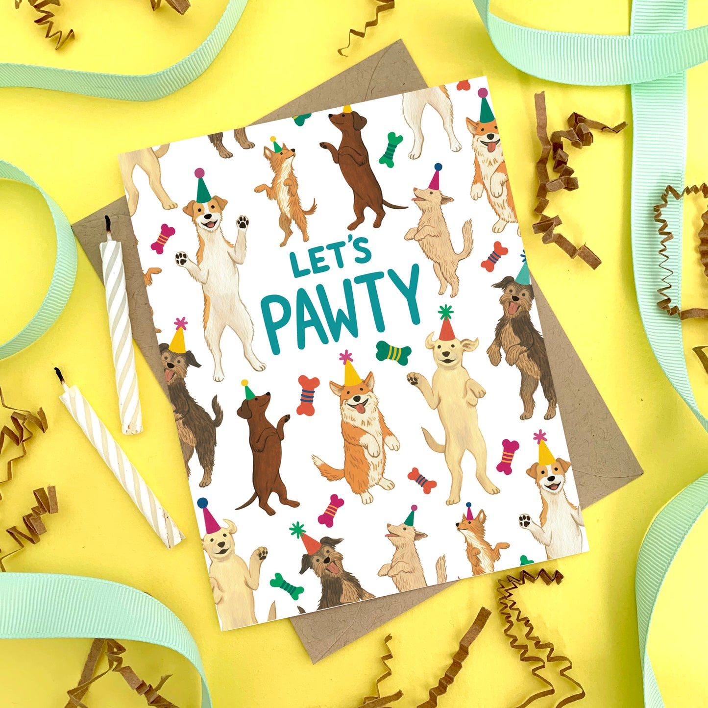 DOG PAWTY - BIRTHDAY GREETING CARD