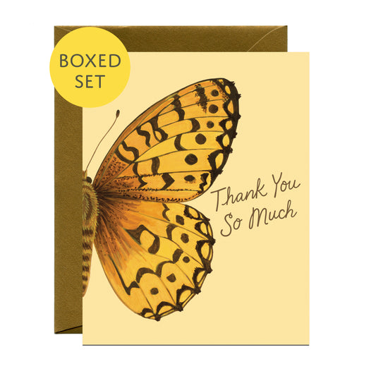 FRITILLARY BUTTERFLY - THANK YOU GREETING CARDS, BOXED SET OF 8