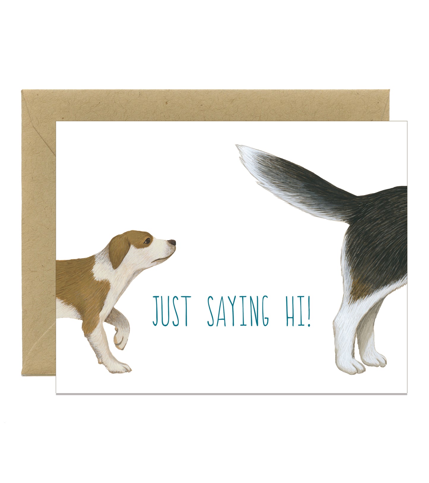 DOGS SAYING HI - HELLO GREETING CARD