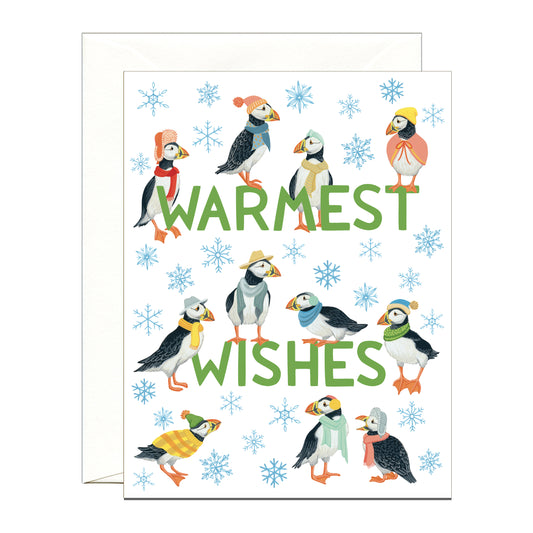 PUFFINS AND SNOWFLAKES - HOLIDAY GREETING CARD