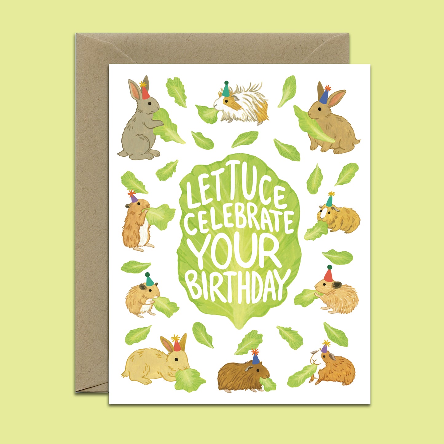 LETTUCE CELEBRATE BUNNIES, HAMSTERS & GUINEA PIGS - BIRTHDAY GREETING CARD