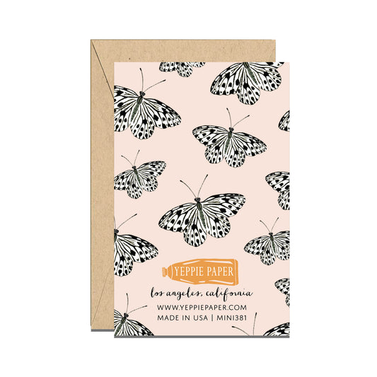BLACK & WHITE BUTTERFLIES - BIRTHDAY MINI CARD