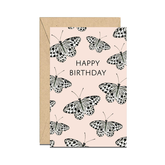 BLACK & WHITE BUTTERFLIES - BIRTHDAY MINI CARD