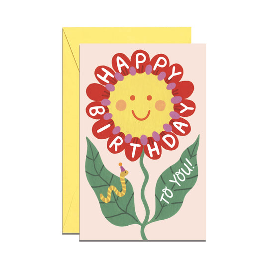 RETRO SMILEY FACE FLOWER - BIRTHDAY MINI CARD
