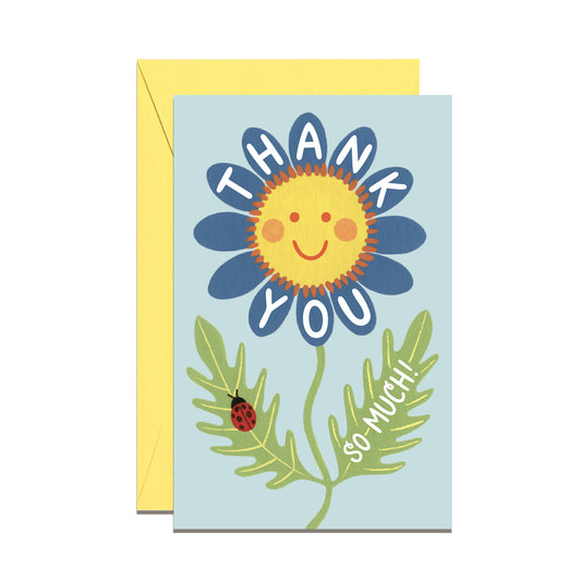 RETRO SMILEY FACE FLOWER - THANK YOU MINI CARD