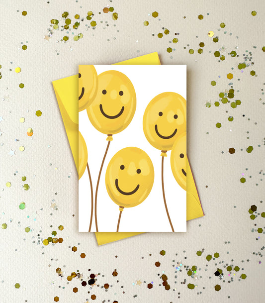 SMILEY FACE BALLOONS - BLANK EVERYDAY MINI CARD