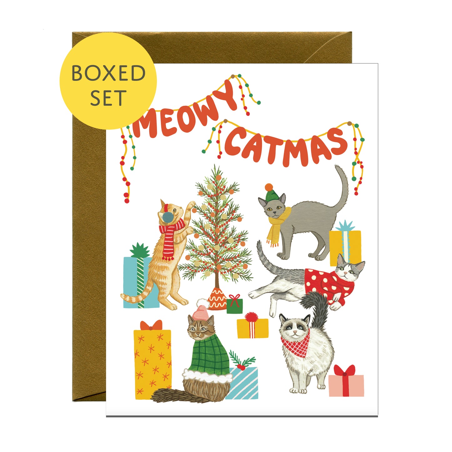 MEOWY CATMAS - HOLIDAY GREETING CARDS, BOXED SET OF 8