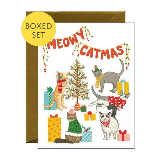 MEOWY CATMAS - HOLIDAY GREETING CARDS, BOXED SET OF 8