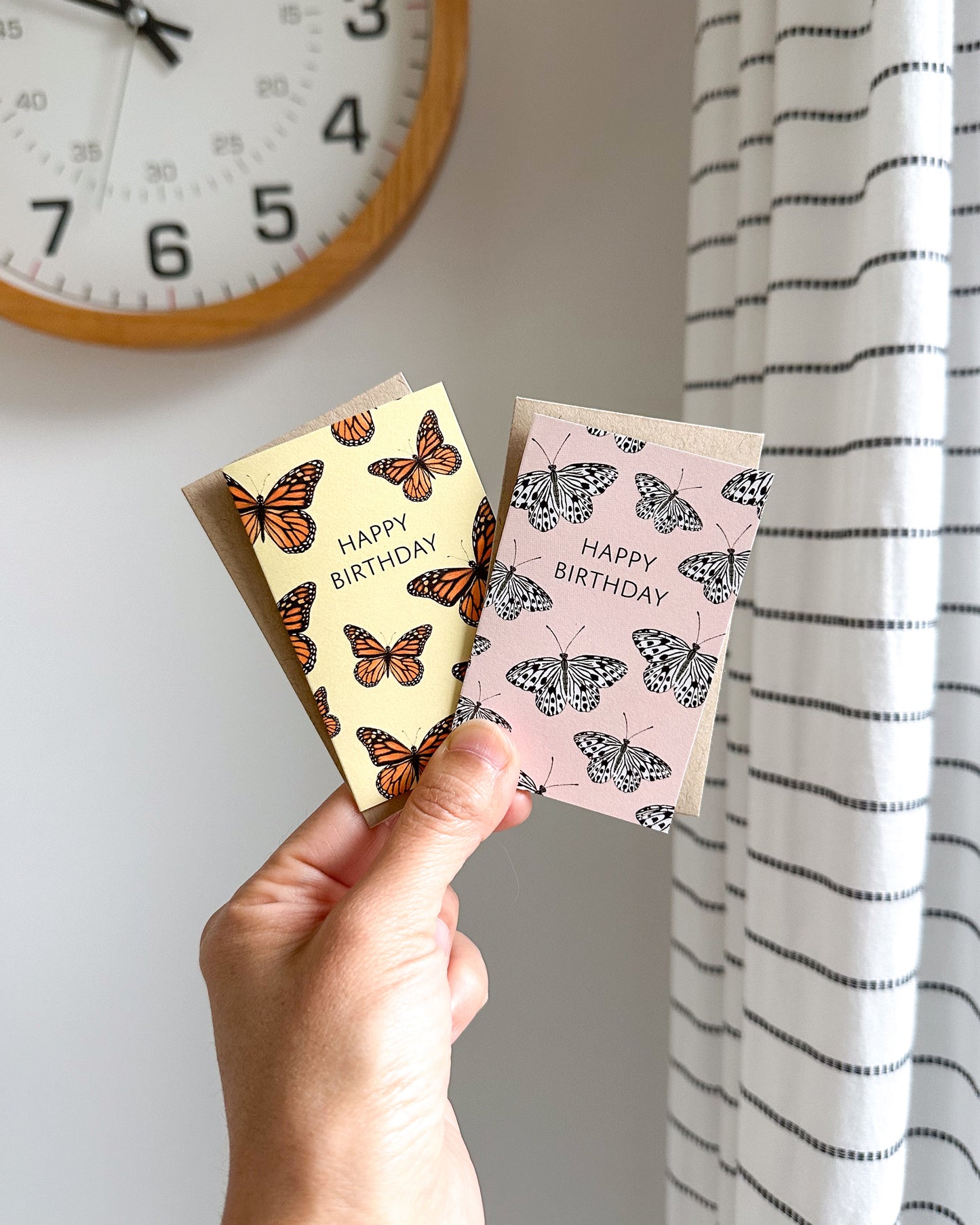 BLACK & WHITE BUTTERFLIES - BIRTHDAY MINI CARD