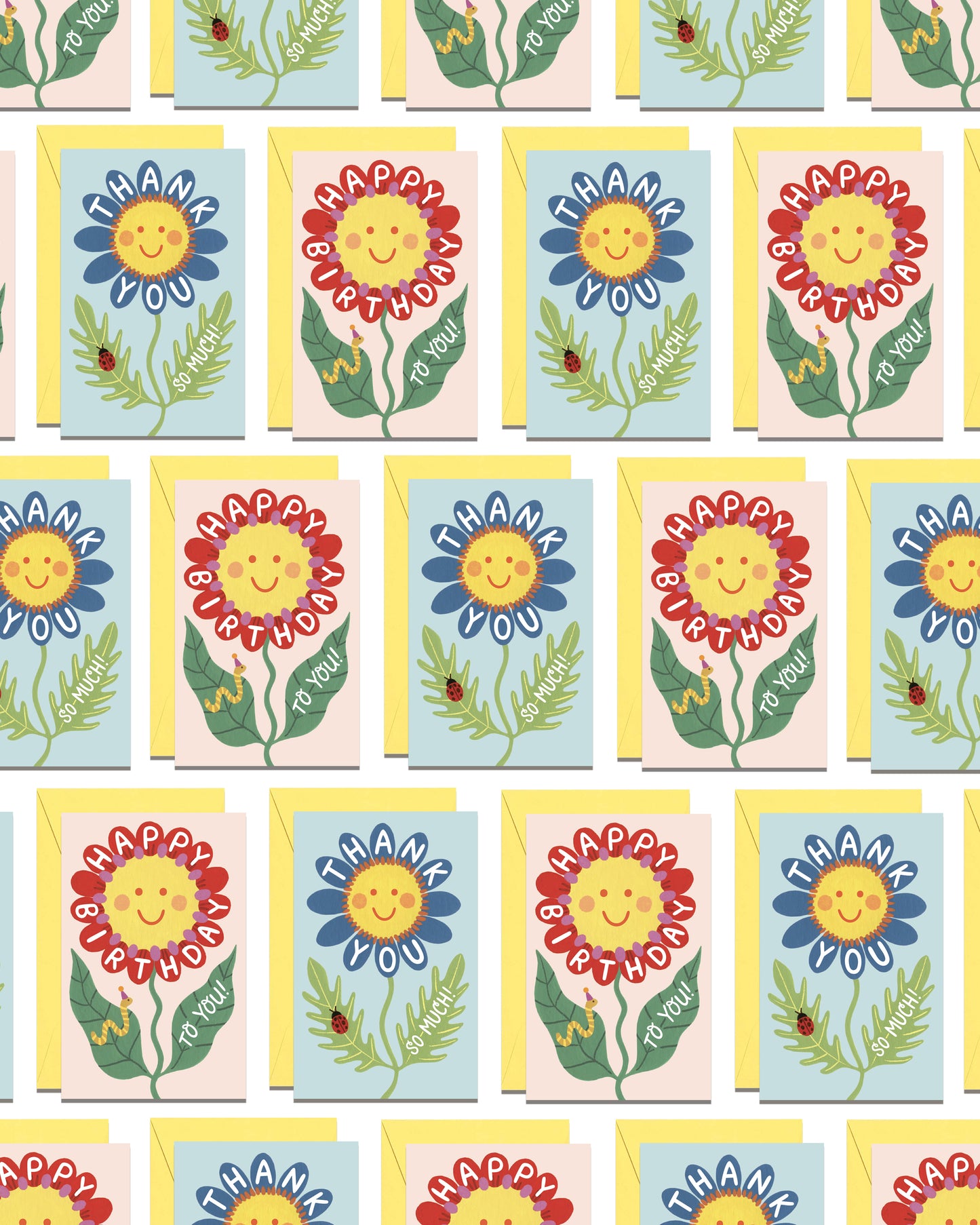 RETRO SMILEY FACE FLOWER - THANK YOU MINI CARD