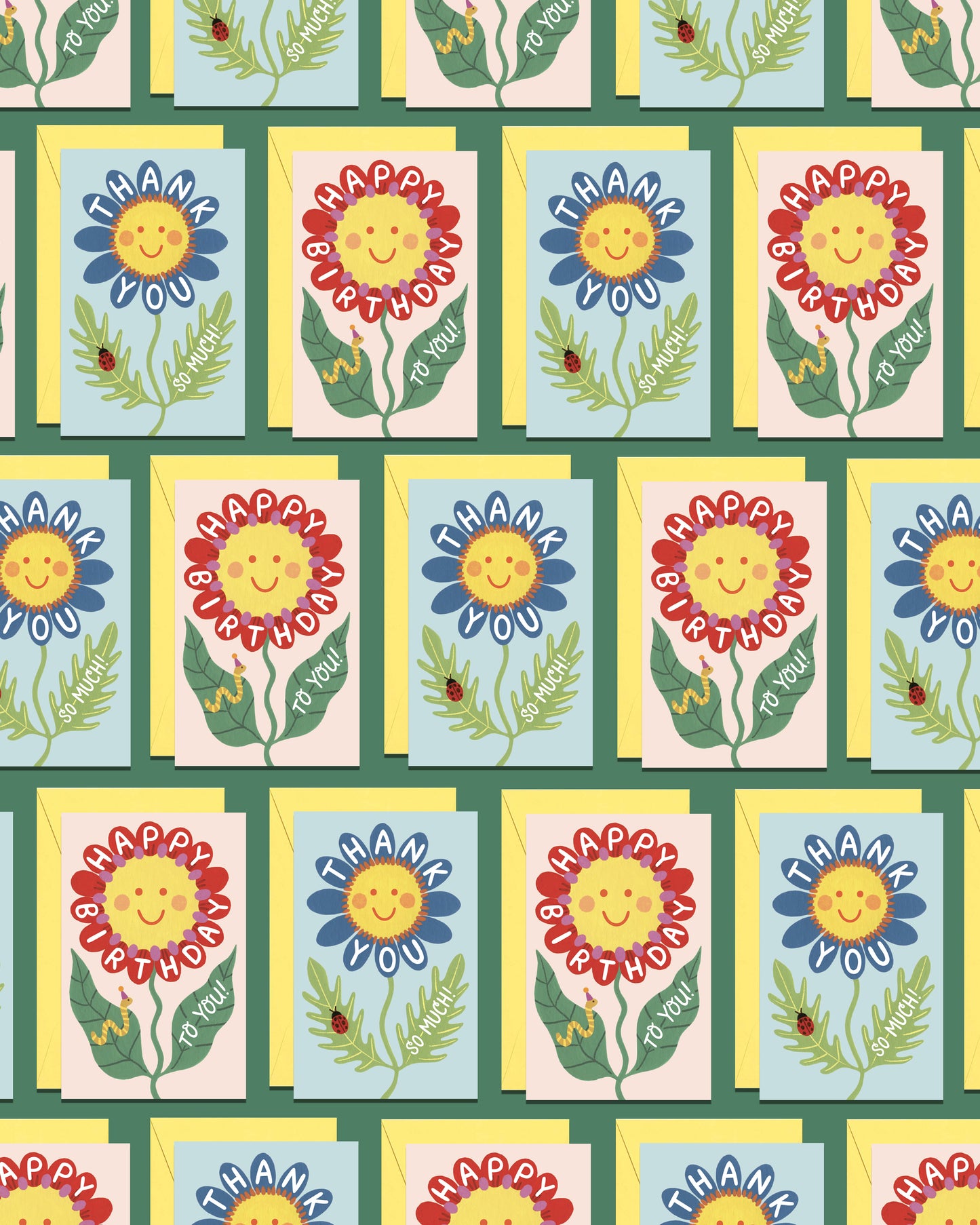 RETRO SMILEY FACE FLOWER - THANK YOU MINI CARD