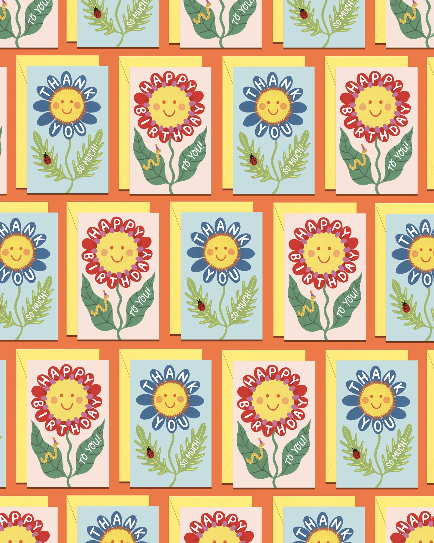 RETRO SMILEY FACE FLOWER - THANK YOU MINI CARD