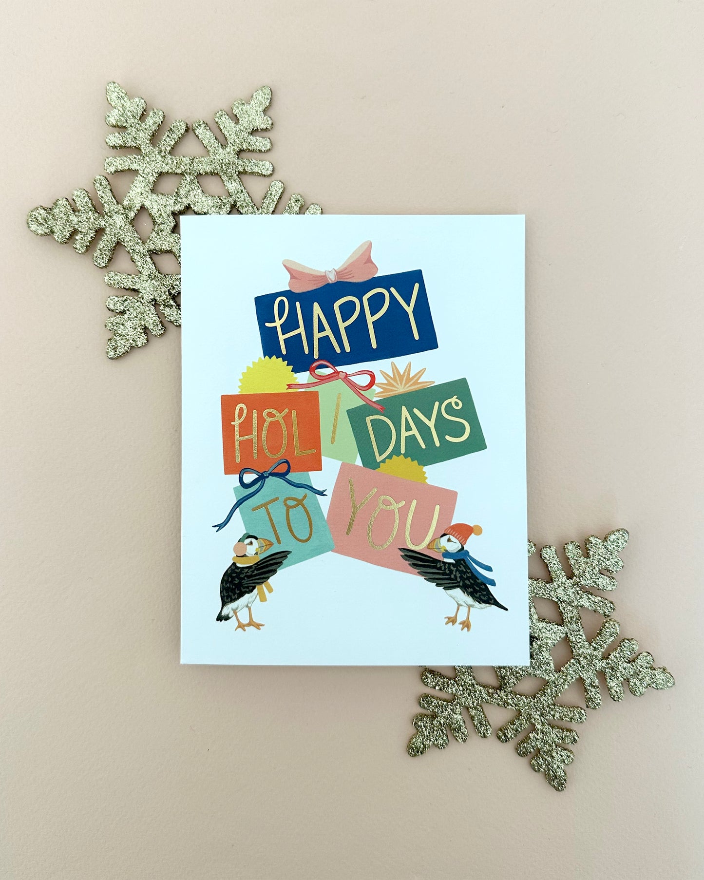 PUFFINS AND PRESENTS - HOLIDAY GREETING CARD
