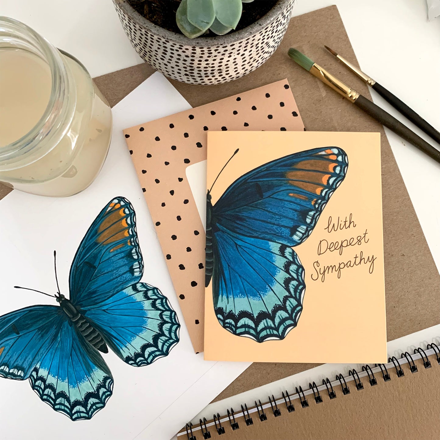 RED-SPOTTED PURPLE BUTTERFLY - SYMPATHY GREETING CARD