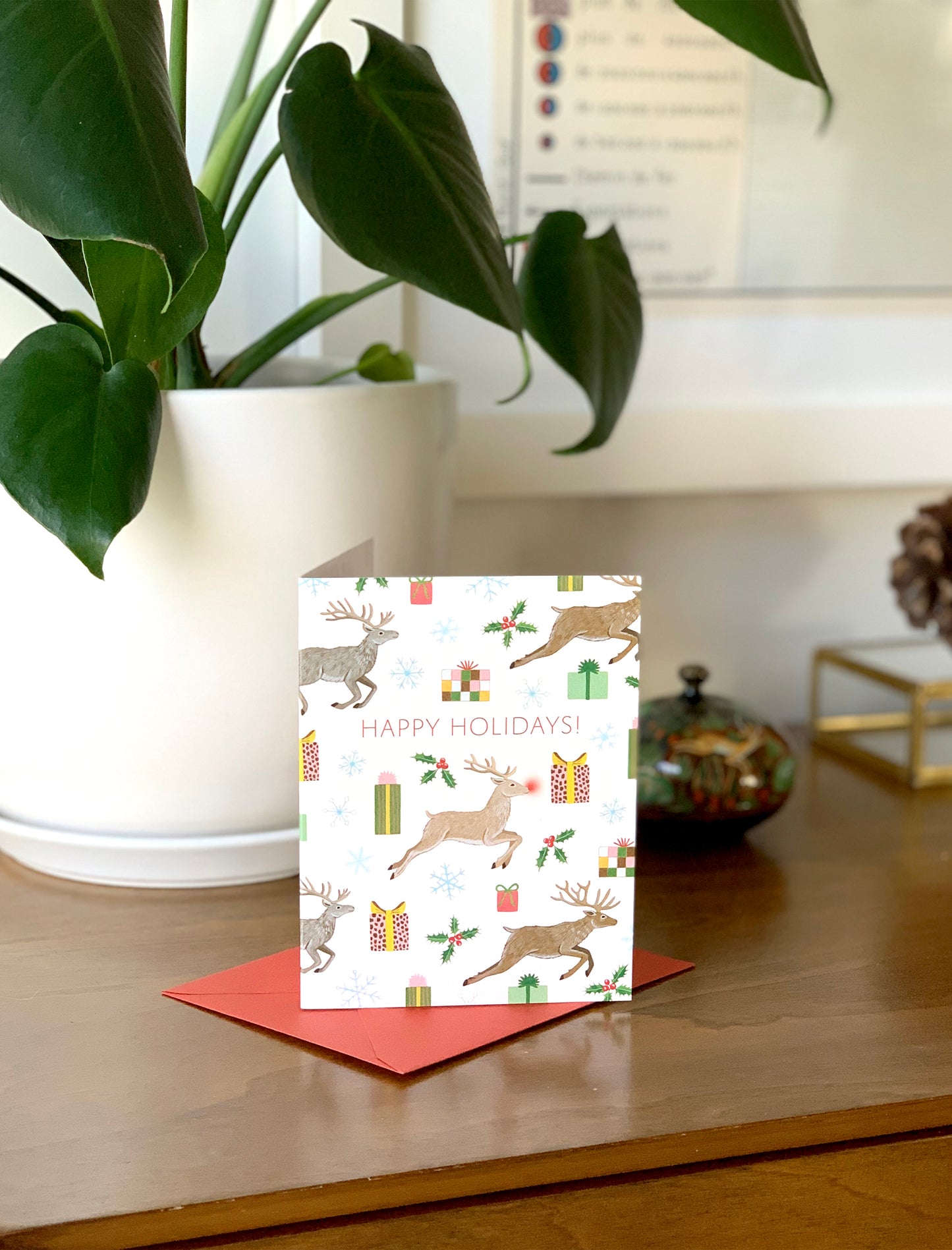 FLYING REINDEER - HOLIDAY GREETING CARDS, BOXED SET OF 8
