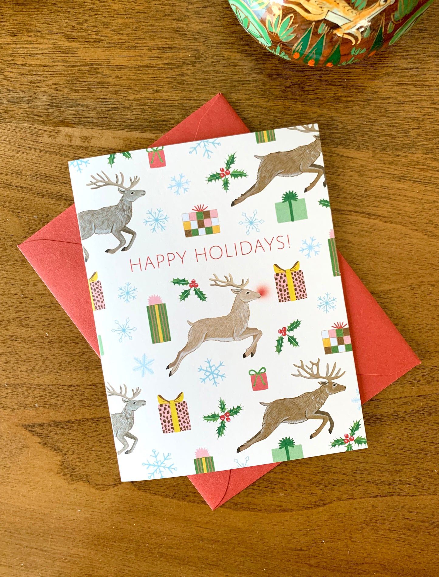 FLYING REINDEER - HOLIDAY GREETING CARDS, BOXED SET OF 8