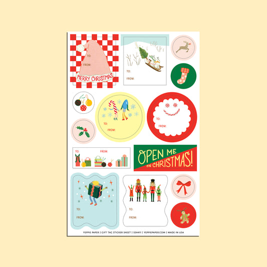 MERRY CHRISTMAS ADHESIVE GIFT TAG STICKER SHEETS - SET OF 3