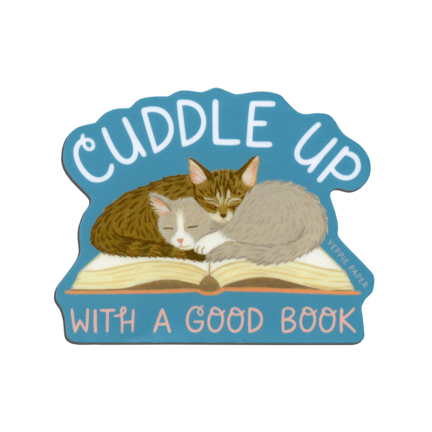 CUDDLY KITTENS ON A BOOK - DIE CUT STICKER