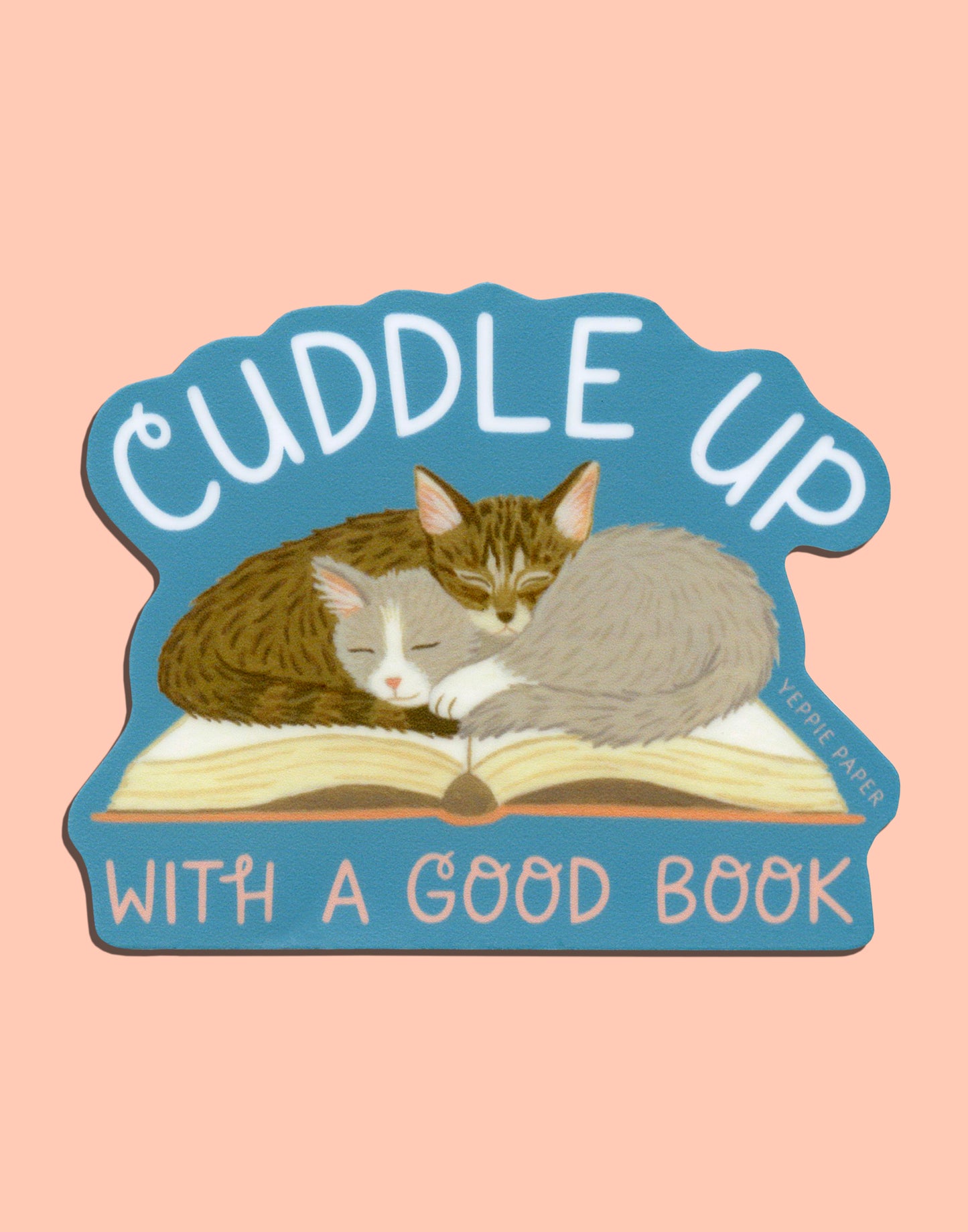 CUDDLY KITTENS ON A BOOK - DIE CUT STICKER