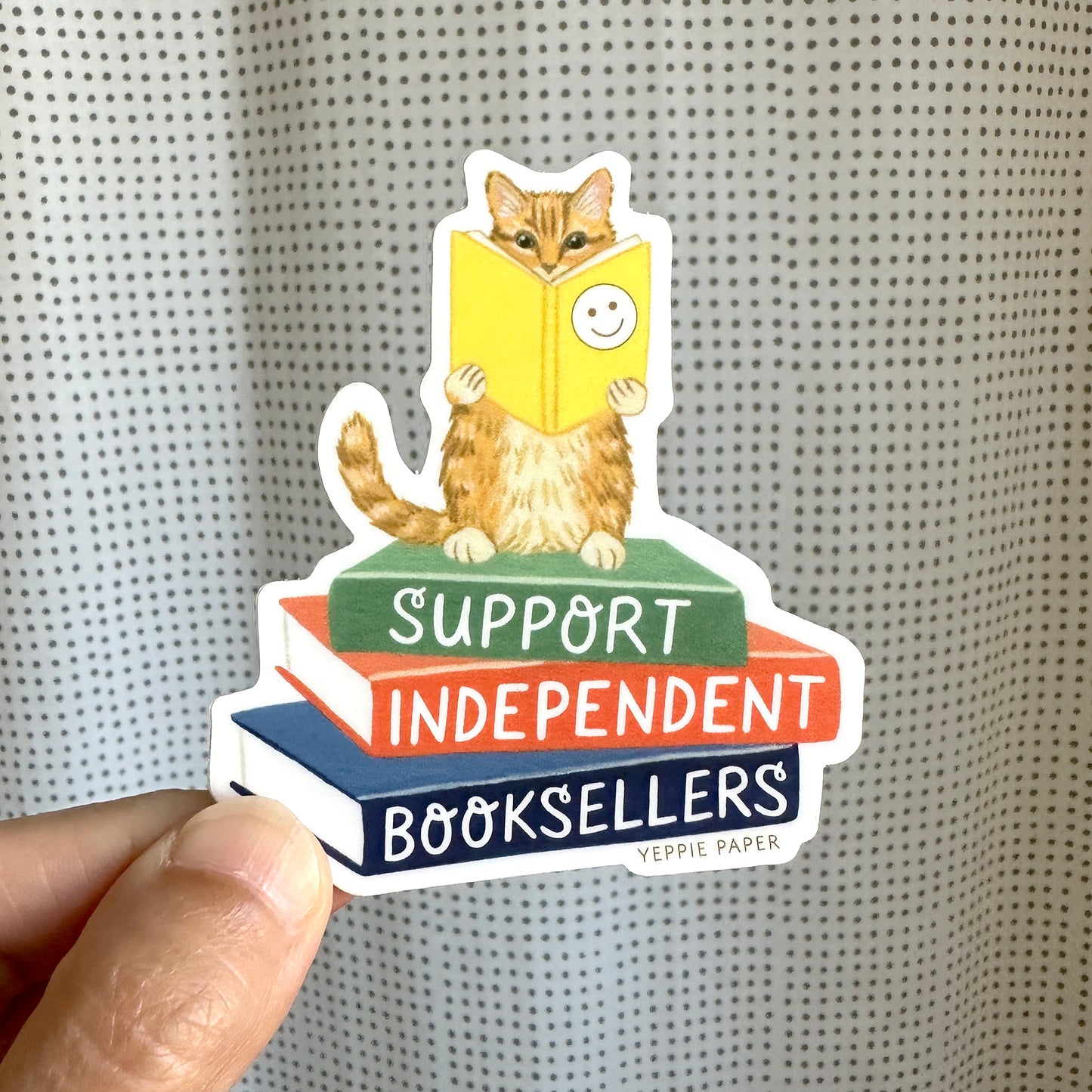 SUPPORT INDEPENDENT BOOKSELLERS CAT - DIE CUT STICKER