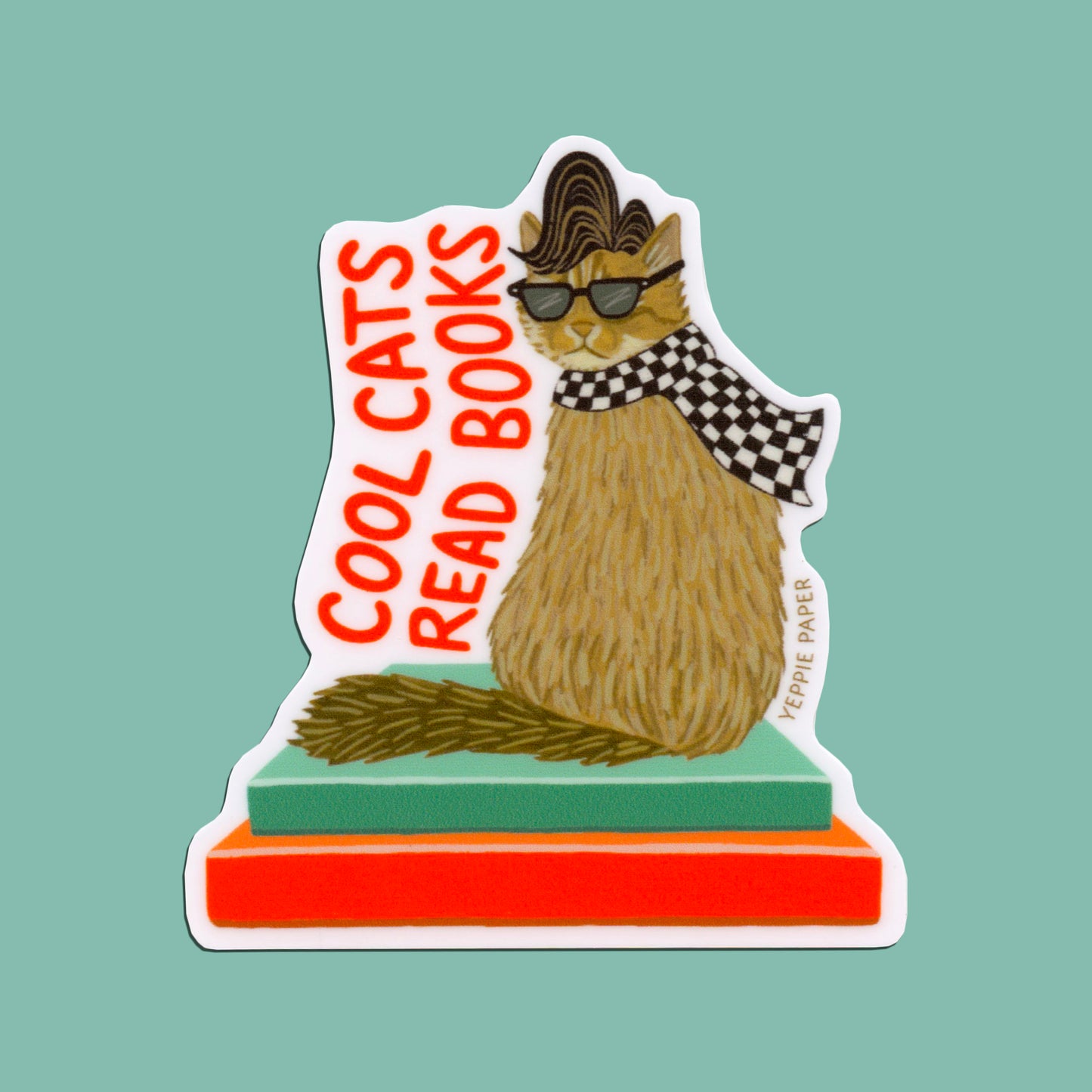 COOL CATS READ BOOKS - DIE CUT STICKER