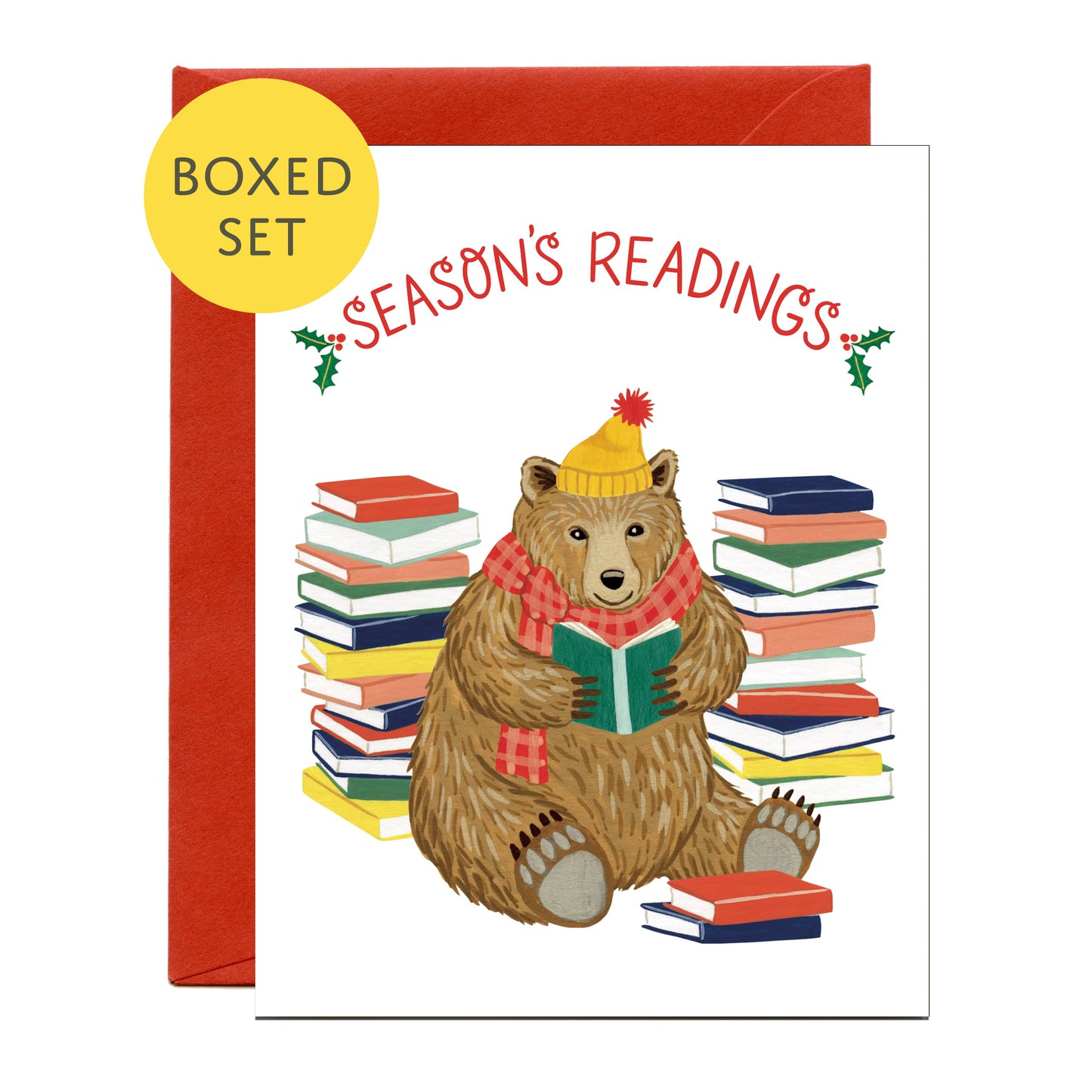 SEASON'S READINGS BEAR - HOLIDAY GREETING CARDS, BOXED SET OF 8