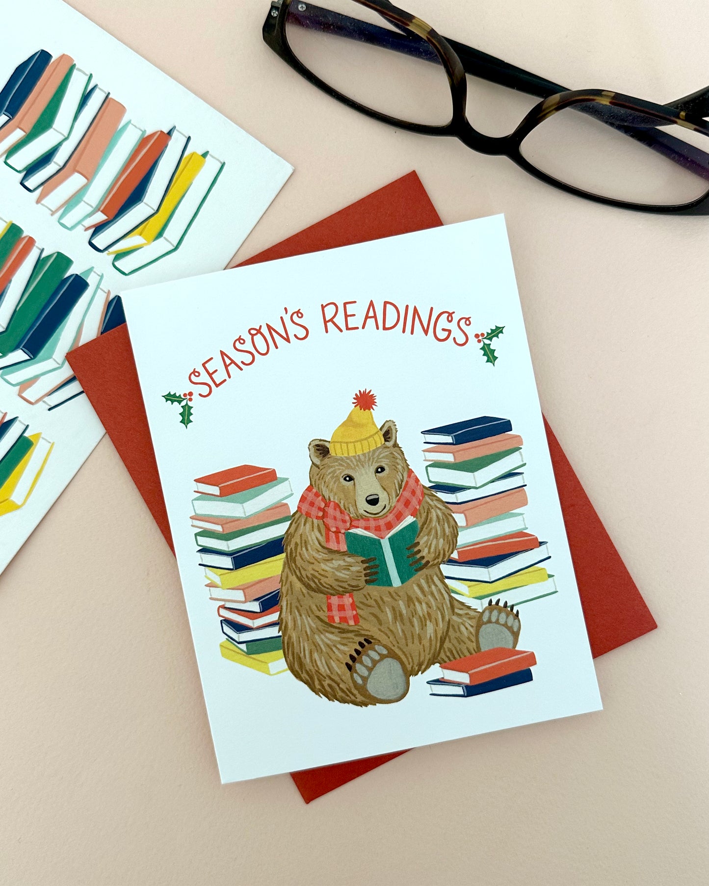 SEASON'S READINGS BEAR - HOLIDAY GREETING CARDS, BOXED SET OF 8