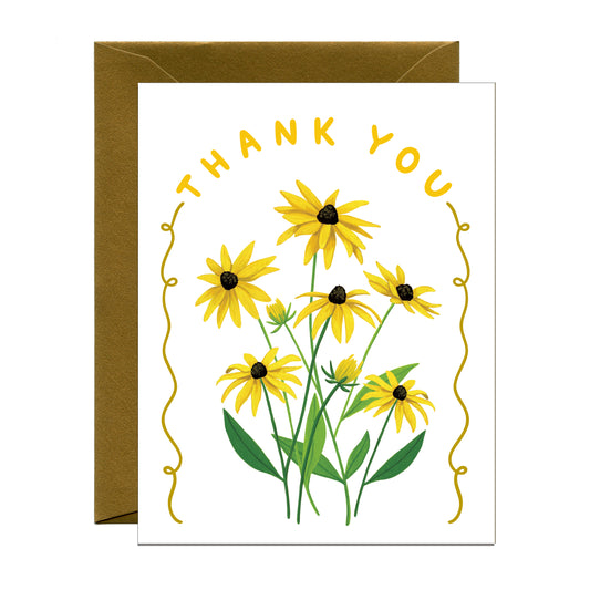 BLACK EYED SUSANS YELLOW FLOWERS THANK YOU GREETING CARD