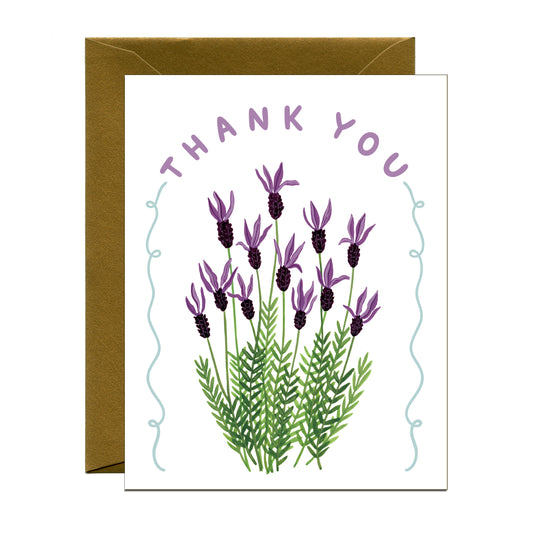 LAVENDER PURPLE FLOWERS THANK YOU GREETING CARD