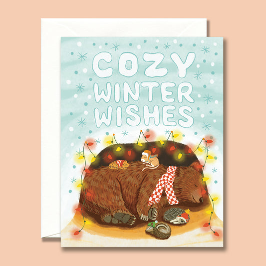 HIBERNATING BEAR & FRIENDS - HOLIDAY GREETING CARD