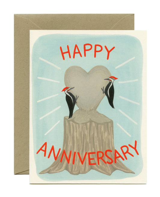 WOODPECKERS AND HEART - ANNIVERSARY GREETING CARD