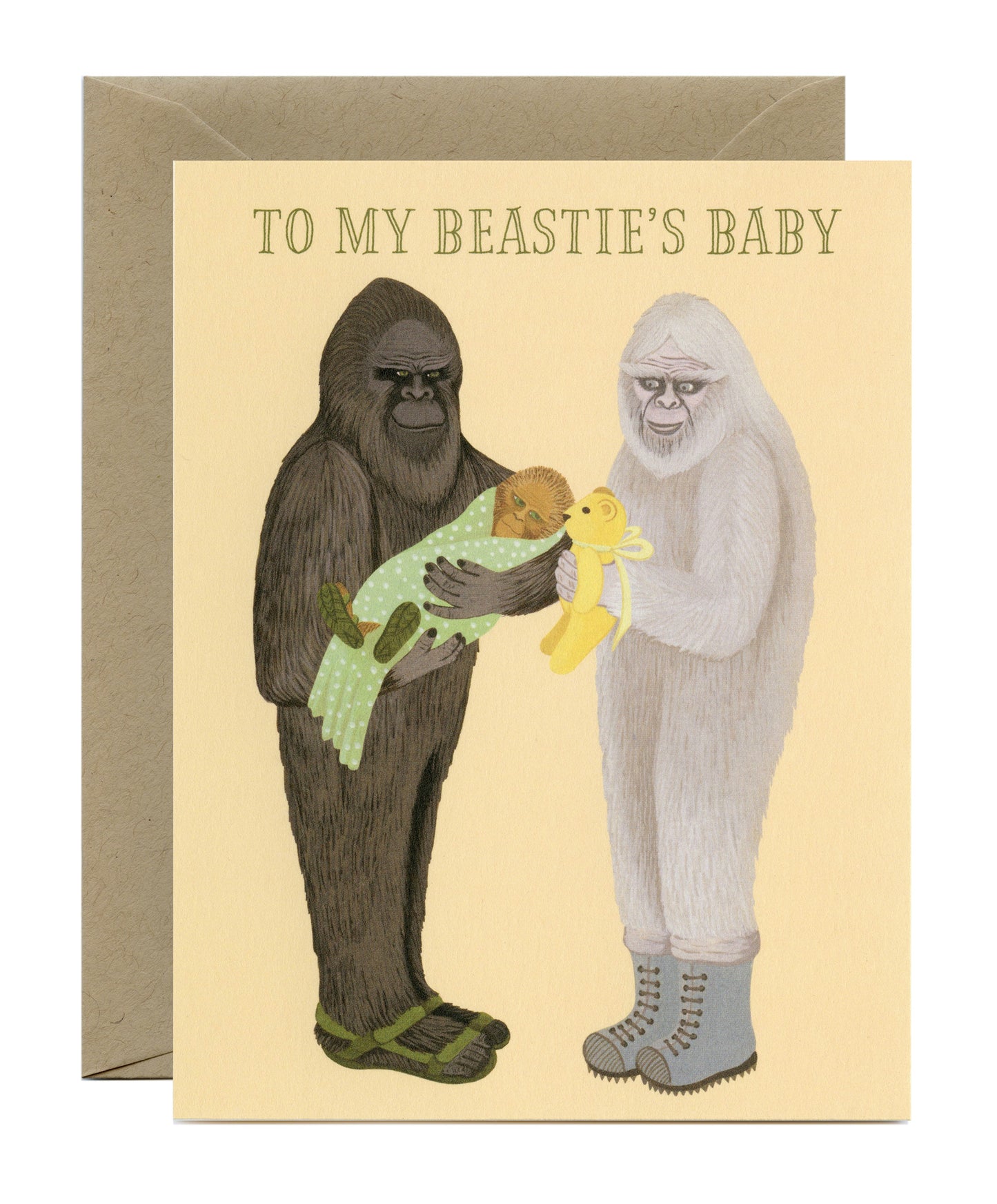 TO MY BEASTIE - BIGFOOT AND YETI - NEW BABY GREETING CARD