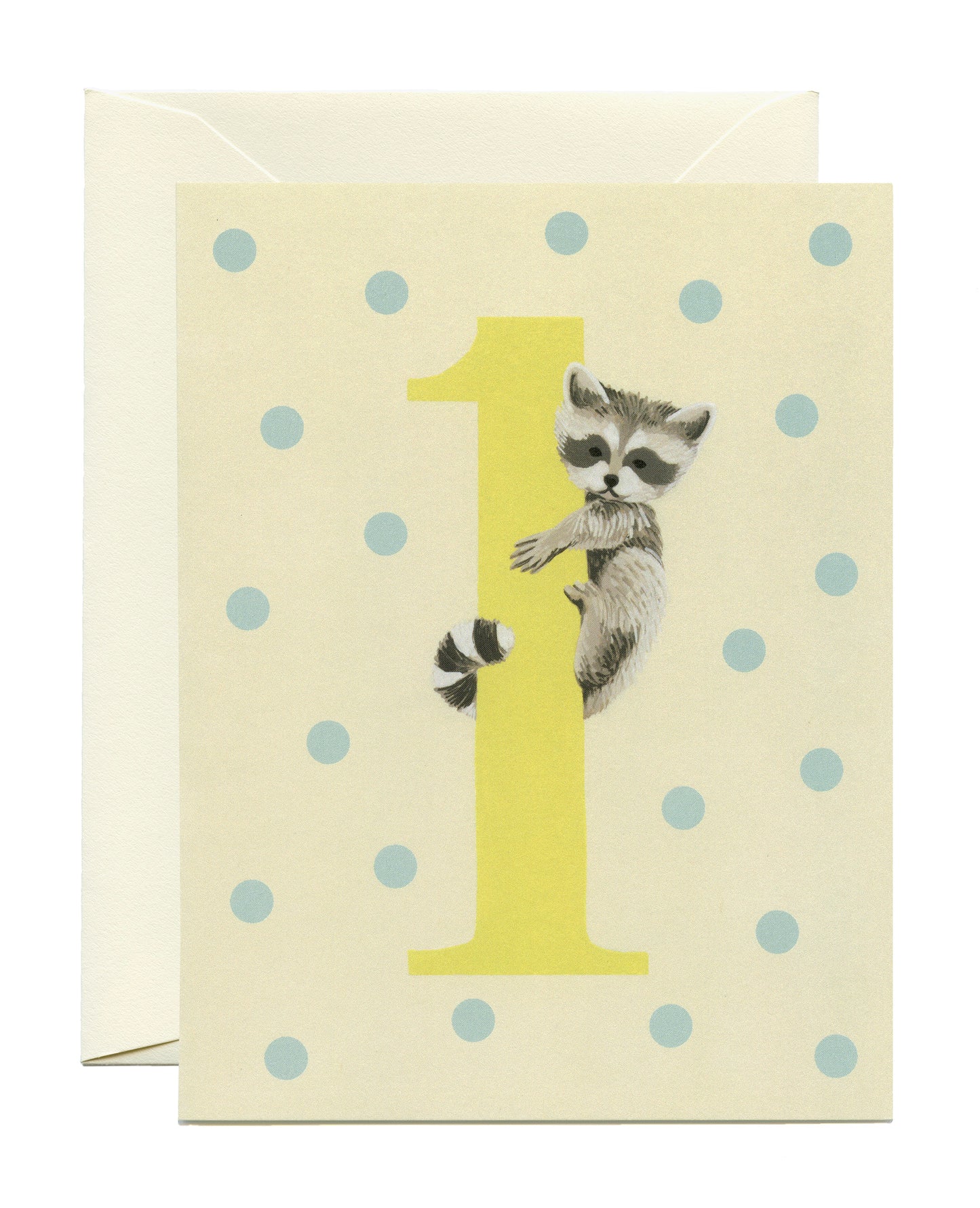 RACCOON FIRST BIRTHDAY GREETING CARD