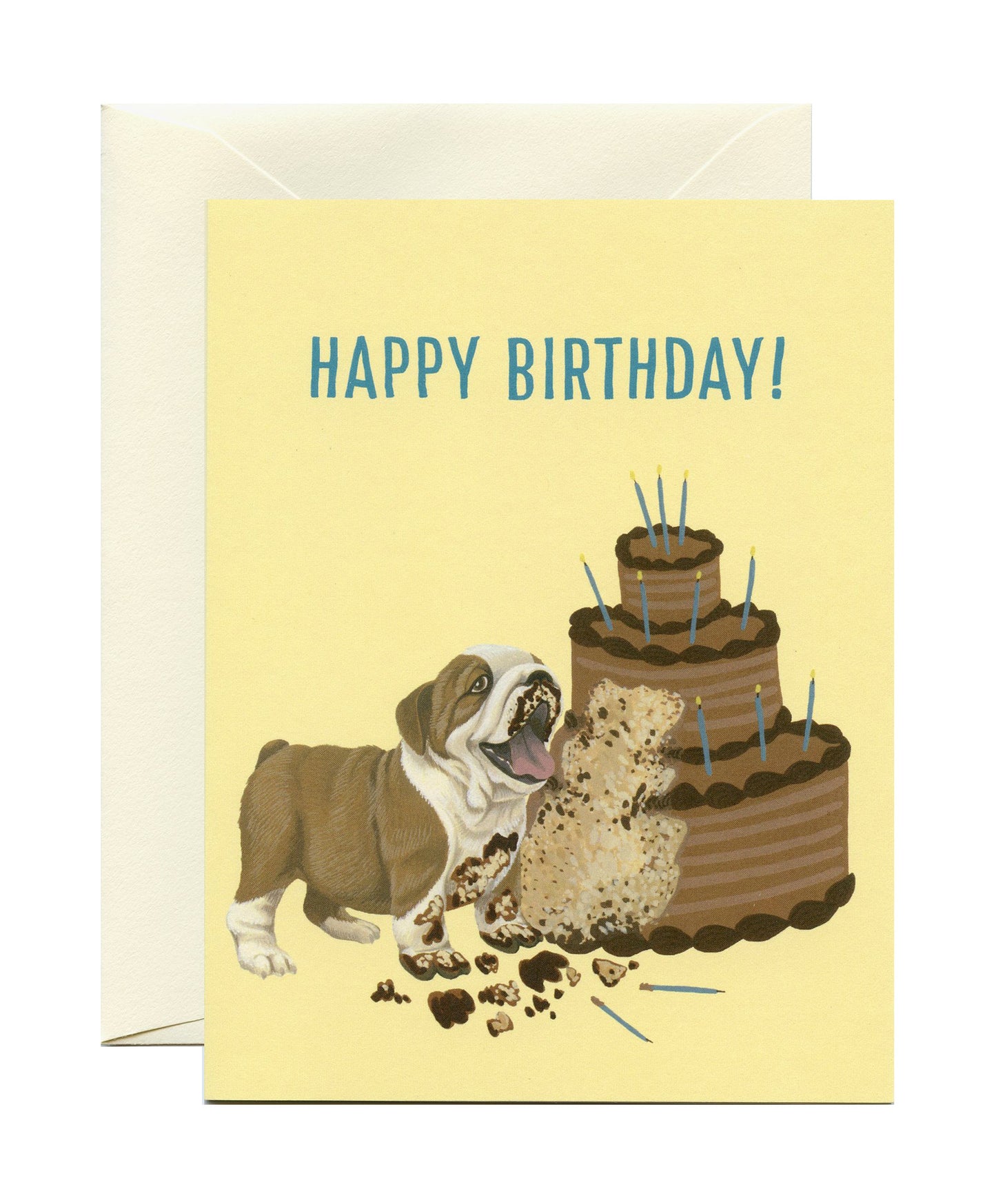 BULLDOG CAKE - BIRTHDAY GREETING CARD