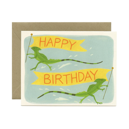 RUNNING LIZARDS - BIRTHDAY GREETING CARD