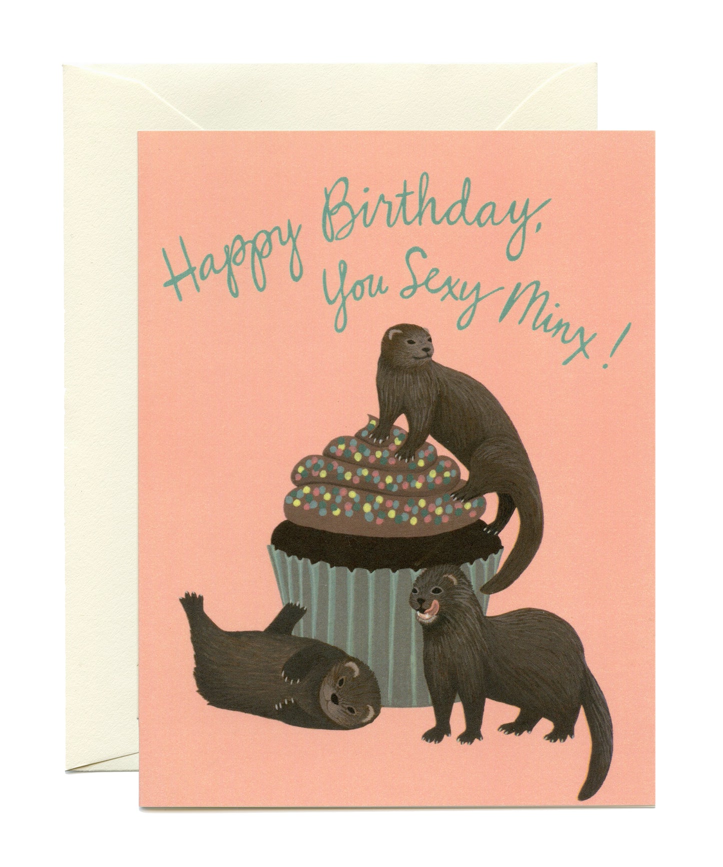 SEXY MINKS AND CUPCAKE - BIRTHDAY GREETING CARD