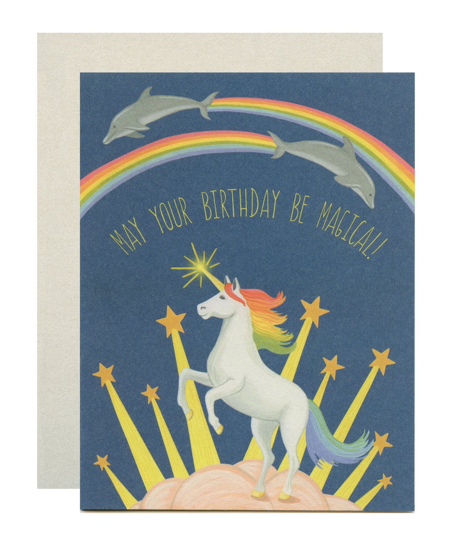 MAGICAL UNICORN, RAINBOWS AND DOLPHINS - BIRTHDAY GREETING CARD