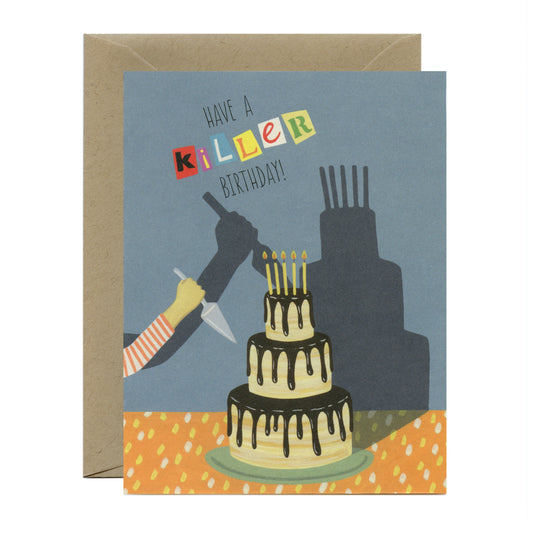 TRUE CRIME KILLER CAKE - BIRTHDAY GREETING CARD