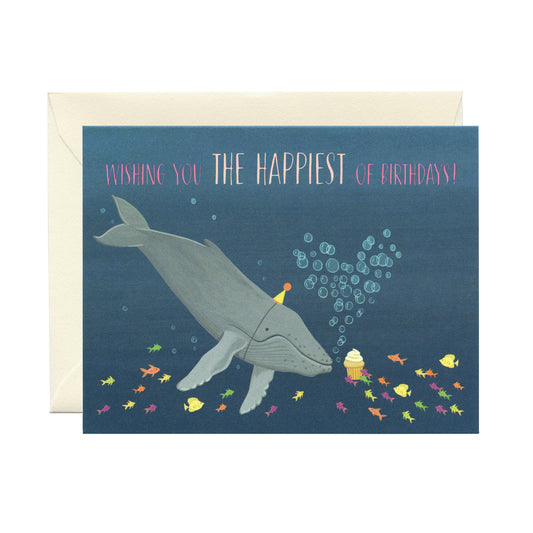 WHALE, FISH AND CUPCAKE - BIRTHDAY GREETING CARD
