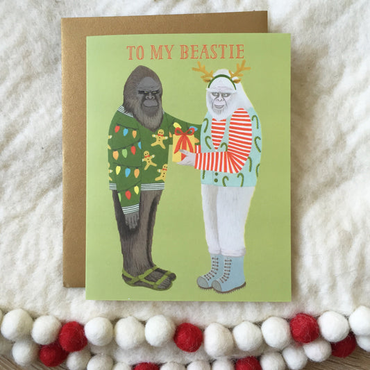 TO MY BEASTIE - BIGFOOT AND YETI - HOLIDAY GREETING CARD